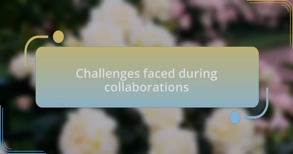 Challenges faced during collaborations