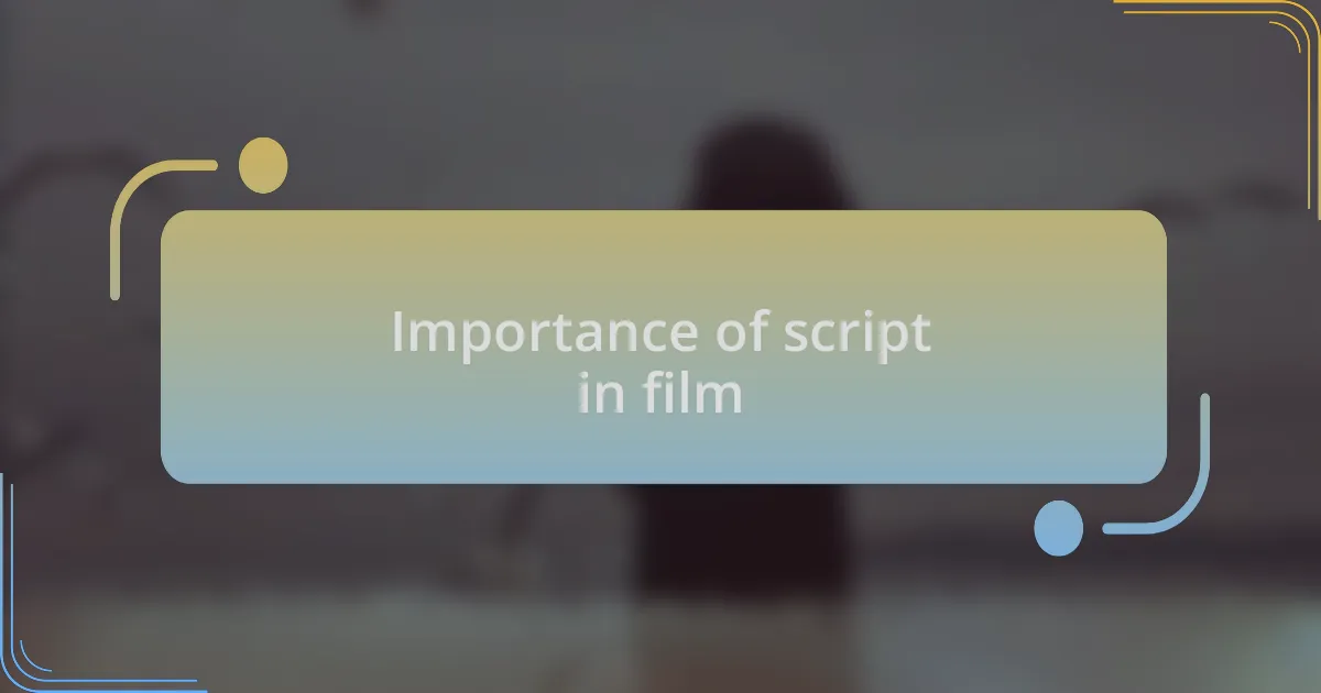 Importance of script in film