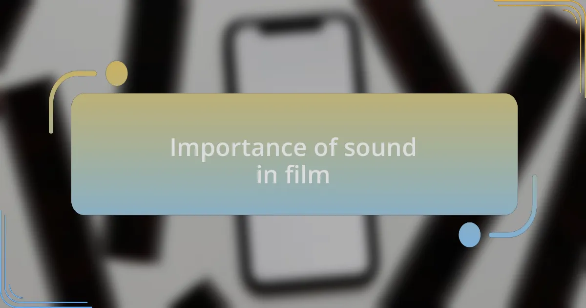 Importance of sound in film