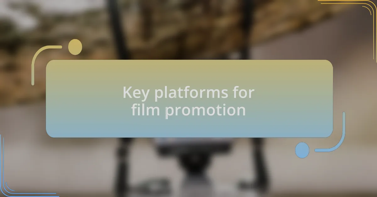 Key platforms for film promotion