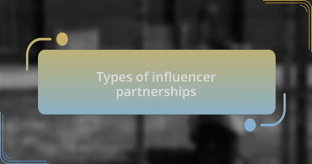 Types of influencer partnerships